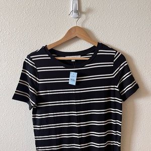 Loft - Black and White Striped TShirt Dress